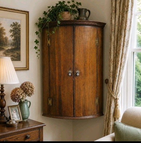 Georgian oak bow front corner - oak,
